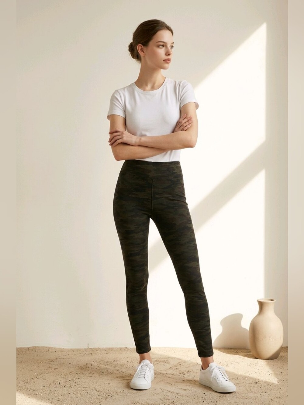 Sanctuary x Anthropologie High-Rise Camo Leggings in Olive & Black Sz S